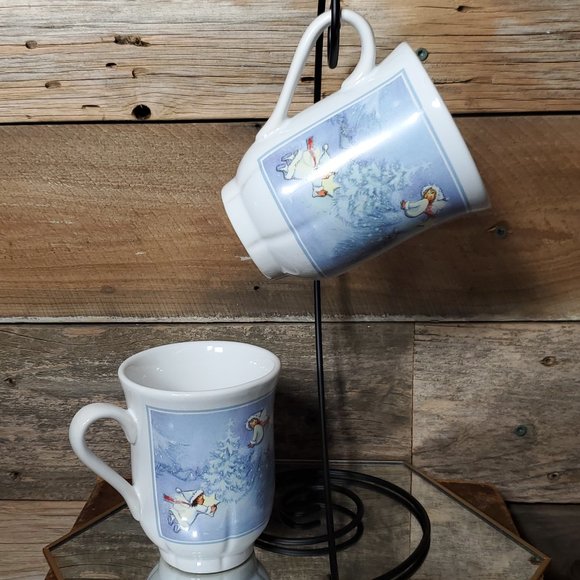 Set of Two Hallmark Coffee-Cocoa Mugs - Gourmet Gifts Christmas Snow Ang… - Picture 2 of 4